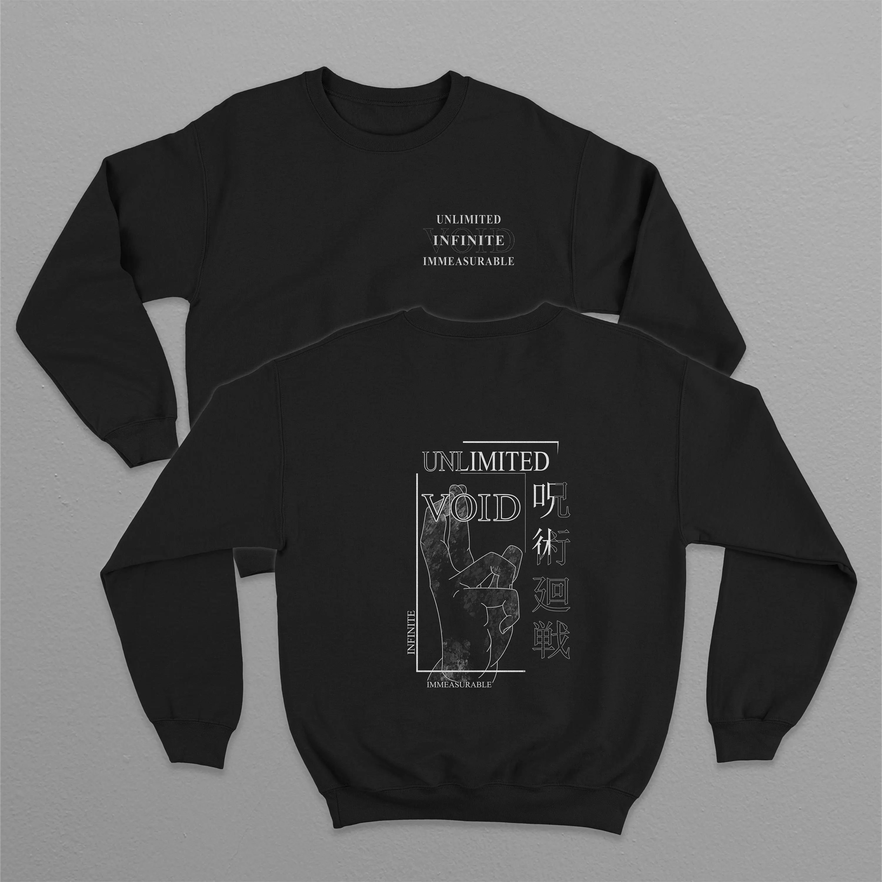Void Sweatshirt Front Back Version Jjk Jujutsu Sorcerer Crossed Fingers Limitless Anime Clothing T-shirts, Sweater, Hoodies – Suitable for All Genders