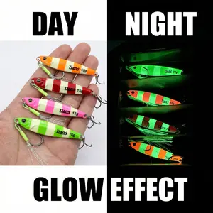 4-Pack 10-15-20-30g Glow Jig Lures, Fishing Lure Set, Slow-Sinking Metal Baits for Mackerel, Bass, Salmon, Saltwater/freshwater Fishing, Long Cast, Deep Water