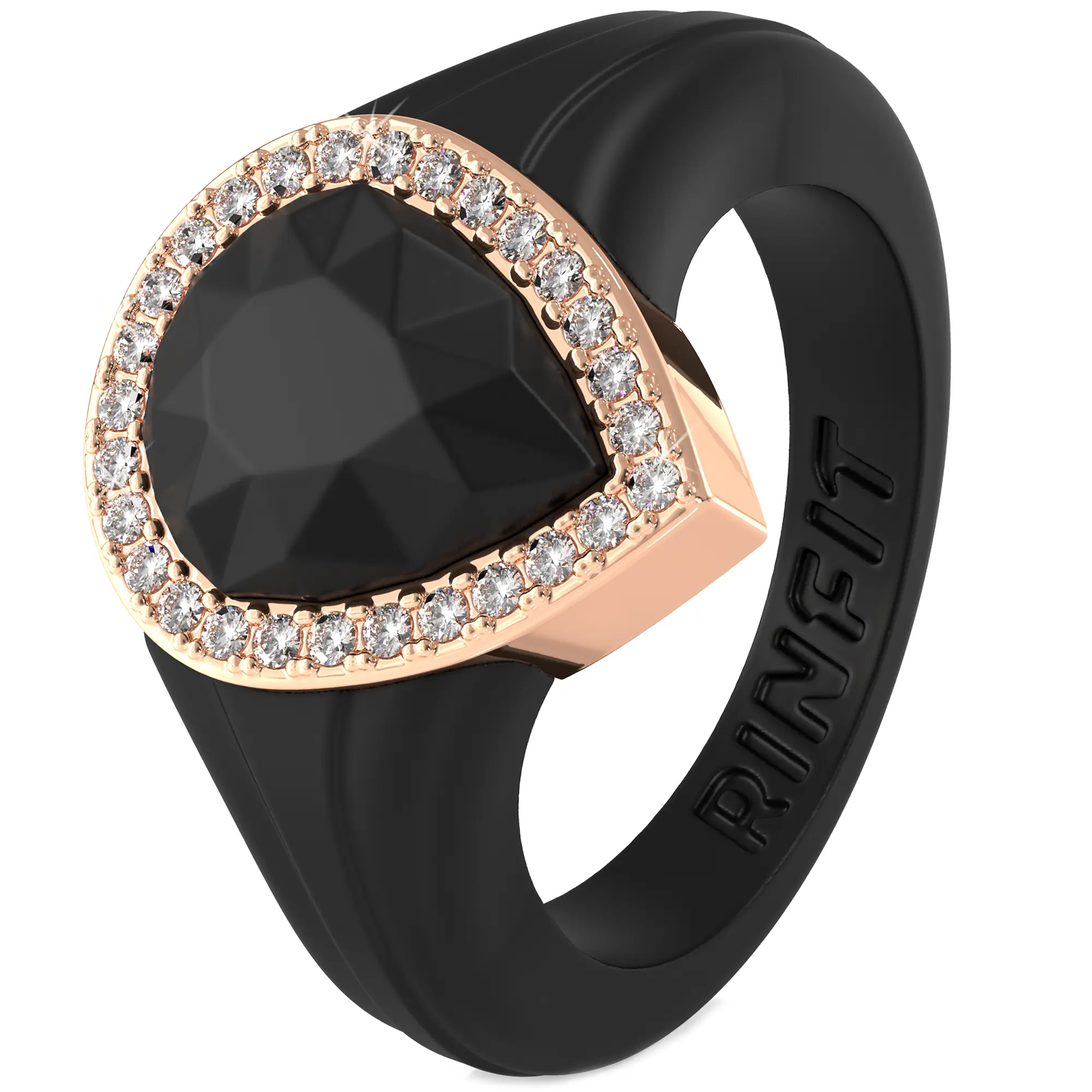 Pear Silicone Ring with Metal Frame & CZ Stones Pear Silicone Ring with Metal Frame & CZ Stones