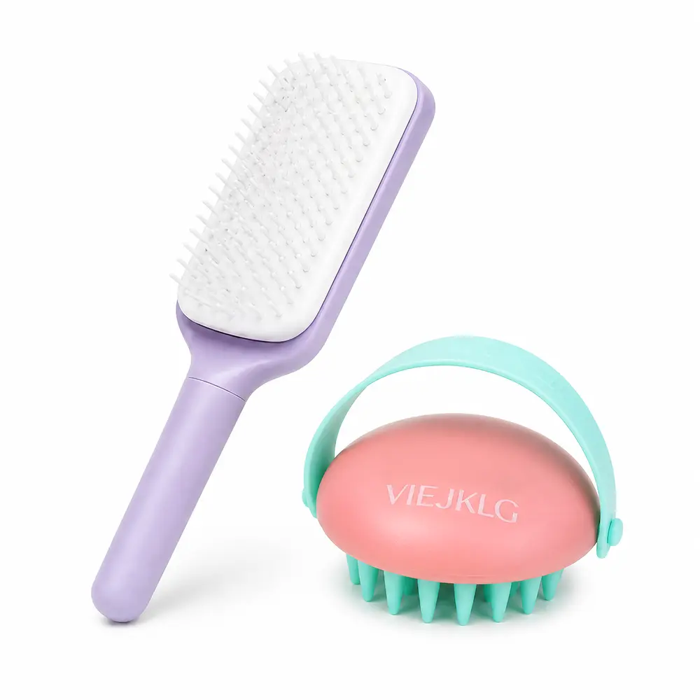 2-in-1 Bundle: 3-in-1 Shampoo & Body Massage Brush & Rotating Telescopic Comb | Silicone Gentle Scalp Massager | Removes Hair Clippings & Residue | Pet & Human | Bathroom Essential | Gift Idea