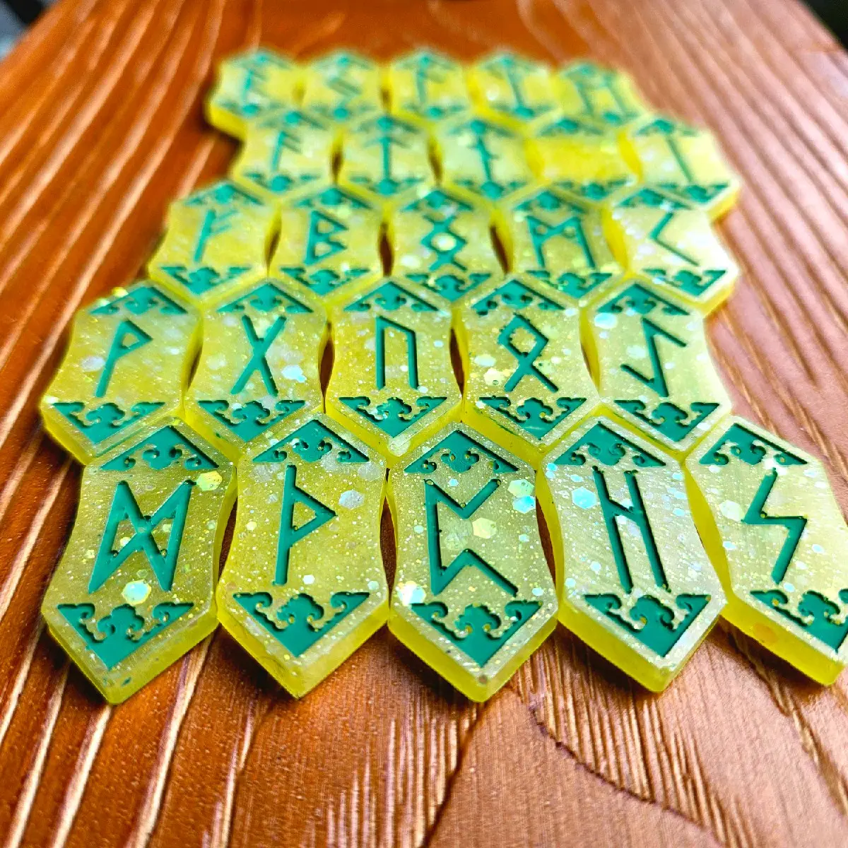 Lemon Drop Yellow and Green Rune Set - Fortune Telling, Tarot, Runic, Psychic Abilities