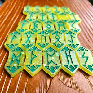 Lemon Drop Yellow and Green Rune Set - Fortune Telling, Tarot, Runic, Psychic Abilities