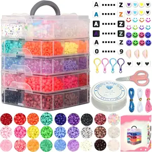 6500Pcs Pony Beads for Bracelets Making, Multi-Colored Rainbow Plastic Large Beads for Hair Braids, 27 Colors Kandi Friendship Bracelet Bead Jewelry Making Craft Kits
