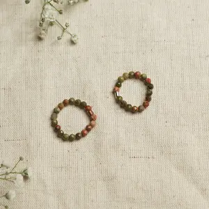 Dainty and stackable Unakite stretchy Fidget ring - Stress and anxiety relief