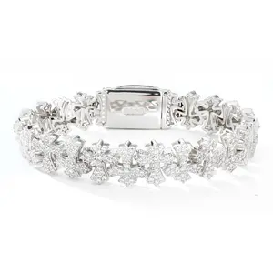 【#B370】 Ice Out Cross Chain Bracelet UCCIYO Sparkling Synthetic Moissanite Chain Bracelet S925 Sterling Silver