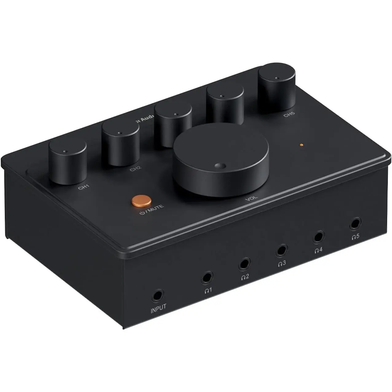 Audio PH05 5-Channel Headphone Splitter Amplifier, Mini Headphones Amp for Music Studio, Audio Sharing, Podcast Monitor, Supports 16-300 Ohm High Impedance IEM with 12V Power Adapter