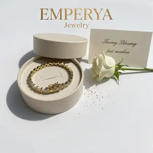 Luxury Round-Cut Zirconia Bracelet by EMPERYA - Elegant Copper Gold Link Chain, Sparkling Statement Jewelry for Every Occasion