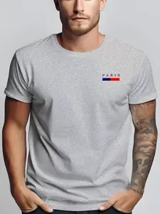 Men's Summer Micro-Stretch Comfort Round Neck Printed T-Shirt, Fashionable Trendy Wear, Best Choice for Men, Casual Stylish Tee