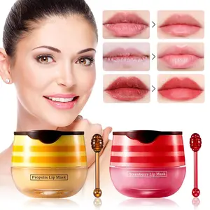 Honey 、 Strawberry Moisturizing Lip Mask, moisturizes and nourishes lips, comes with an applicator