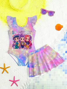 K-Pop Beach Babe Starry Sky Print Halter Neck Swimsuit Set, Boho Style Fitted Two-Piece Swimwear, All over Print Bathing Suit, Tankini Set Bathing