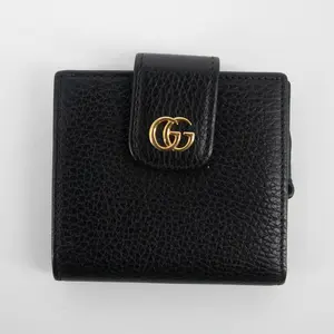 Pre-owned GUCCI Leather small leather goods Black GG Marmont Compact Wallet #2268