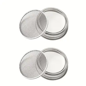 2pcs Seed Sprouting Jar Lids For 2.75" Regular Mouth Mason Jars Strainer Screen For Canning Jars Lid For Growing Broccoli, Alfalfa, Beans