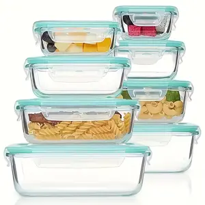 8-pieceGlass Food Storage Containers with Snap Lids, Easy-Open Airtight Containers for Home Kitchen