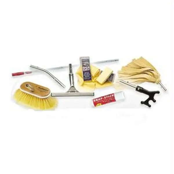 Shurhold Deluxe Boat Cleaning Kit with 6' Telescoping Handle, Soft Deck Brush, Absorbent Mop, 3-in-1 Boat Hook, 12" Stainless Squeegee, and PVA Towel - KITMD, Boat Maintenance, Marine Maintenance Kit
