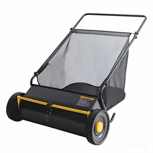 21 Inch Push Lawn Sweeper, Leaf & Grass Collector, Strong Rubber Wheels & Heavy Duty Thickened Steel Durable to Use with Large 3.5 Cu. ft Hopper Bag, 4 Spinning Brushes