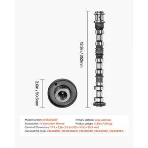 VEVOR Engine Camshaft, 5184380AF 05184380AH 5184380AD 5184380AE 5184380AG Cam Replacement, for 2011-2015 Jeep Grand Cherokee, 2011-2014 Dodge Avenger, 2013-2018 Ram 1500, 3.6L