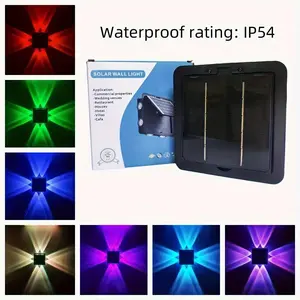 Solar Powered RGB Wall Light Outdoor Wash Lamp Villa Courtyard Balcony Garden Lighting Bright Color Focusing Spotlights, 8 Modes, 3 Settings