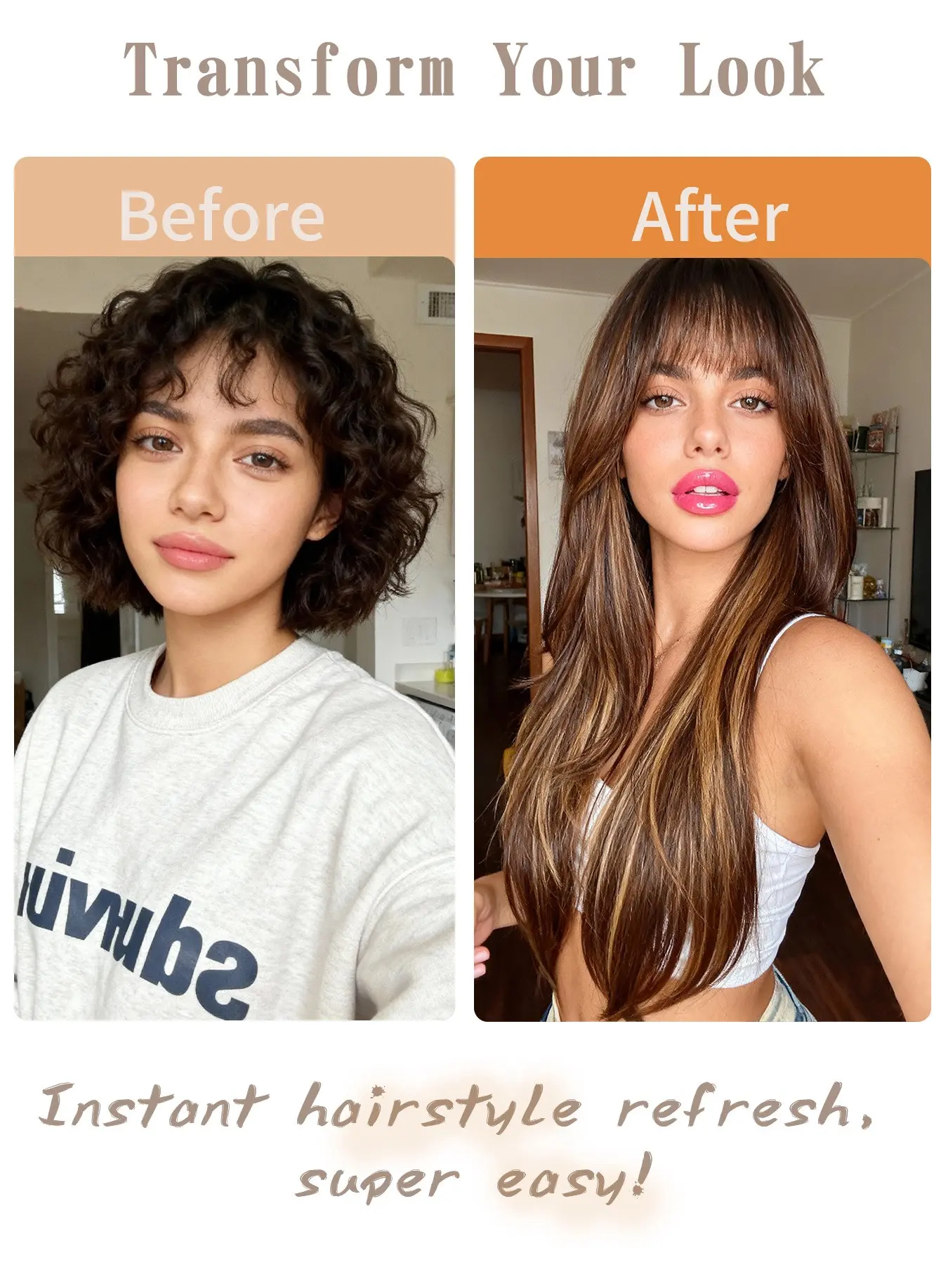 Wigs for Women Layered Synthetic Hair Wig with Highlight - Brown Women main image 2