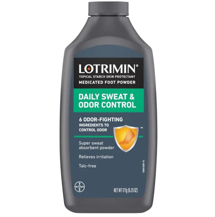 Lotrimin Daily Sweat & Odor Control Medicated Foot Powder - Antifungal Formula for Lasting Relief from Foot Odor, 6.25 Ounce (177 Grams) (Packaging May Vary)