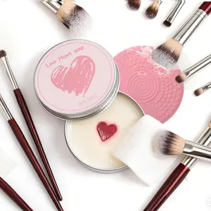 Love Makeup Brush Cleansing Bar with Silicone Cleaning Pad, Solid Brush Cleanser 100g