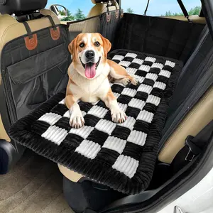 Backseat Pet Bed Mat, Truck Plaid Dog Bed for Car Back Seat, Deluxe Dog Seat Covers, Non-Slip Travel Pet Mat, Fit for Backseat Extenders and Trucks SUVs (Black&White, 24.8x54 inch) accessories luxury supplies washable machine cat gift urban commuting
