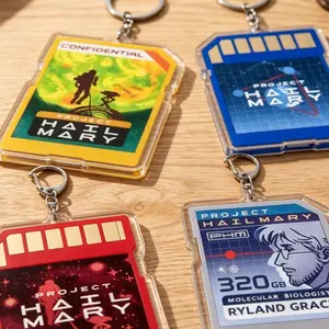 Project Hail Mary Memory Card Keychain, Acrylic SD Card Charm, Ryan Gosling Sci-Fi Movie Gift, Data Storage Backpack Pendant