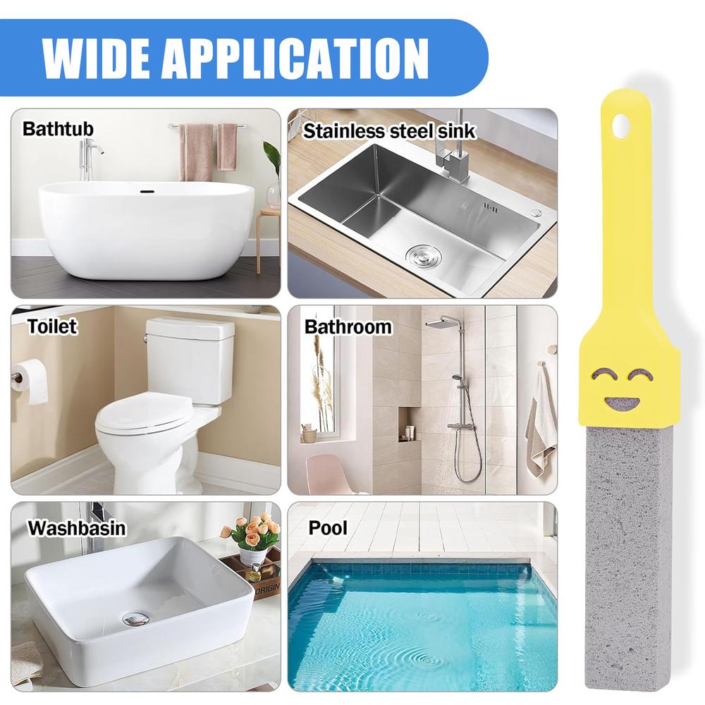 Pumice Stone Toilet Cleaner with Detachable Cute Handle, Multipurpose Household Cleaning Block for Toilet Bowl Bathtub Washbasin Sink Pool Daily Home Surface Cleaning 12 Pack