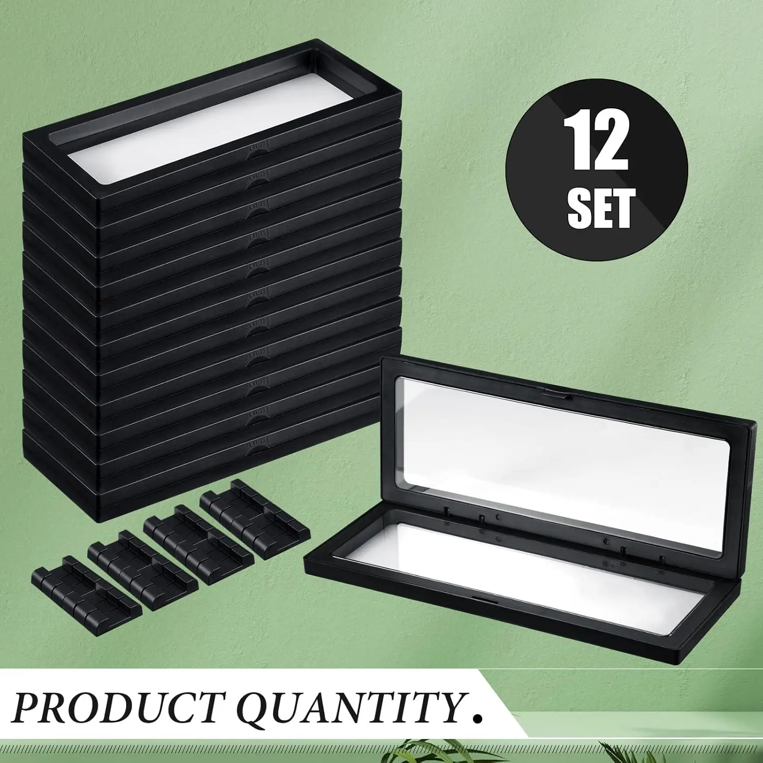 12PCS Display Case Floating Frame Display Holder Stand Challenge Coin Jewelry Frame Box for Medallions Fossil Rock Gemstones Specimen
