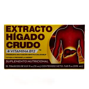 Extracto de Hígado Crudo + Vitamina B12 – 15 vials de 15 mL