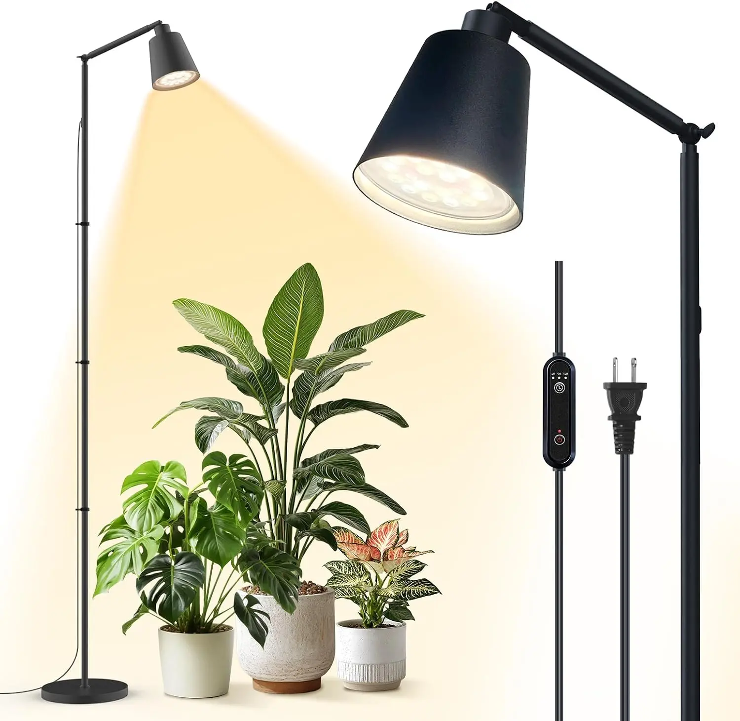 Bstrip F11 Pro Metal Standing Grow Light for Indoor Plants, 78in Tall 18W Full Spectrum Sunlight Simulation LED Bulb with Optical Lens, 26-78in Adjustable Height, 360° Adjustable Head, 4/9/14H Timer, Assembly Required, 18W Led Bulb