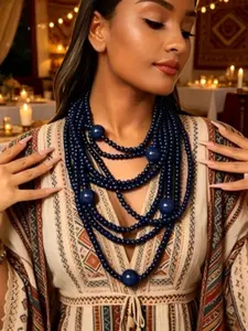 Boho Multi-Layer Wood Bead Necklace, Unique Handmade Jewelry, Elegant Accessory for Evening Parties, Minimalist Style, Versatile Fashion Piece, Bohemian Necklace, Multilayer Necklace, Handcrafted Necklace