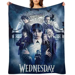 Wednesday Addams Printed Blanket Picnic Blankets Cozy Comfortable Flannel Blanket Throw, Gothic-Inspired Blanket for SofaHome Halloween Blanket Gift For Adult Women Kids <Boys Girls>
