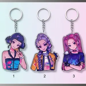 Huntrix Keychain Set, KPop Demon Hunters Chibi Anime Acrylic Charms, Gift for KPop Fans
