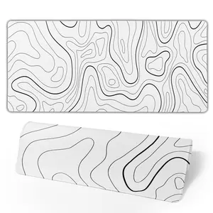 White Mouse Pad Extended Gaming Mouse Pad for Desk 31.5 x 11.8 Inch Black and White Mousepad Topographic Mouse Pad with Anti-Slip Rubber Base for Home Office