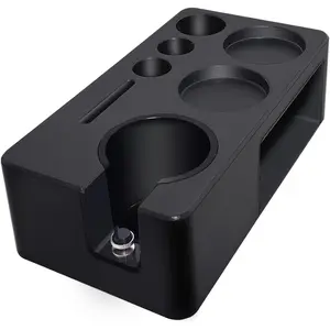 Upgraded Espresso Tamping Station,Espresso Accessories Organizer,Multi-Functional Coffee Accessories Tamper Station,Espresso Station Fit For Standard Portafilter (Black, 51-58mm)