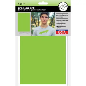 9-321 Solid Neon Green 5.5 x 9.25 Inch Iron-on Sheet - Cut Your Own Design