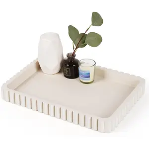 Concrete Decorative Tray for Coffee Table Decor, 14" Coffee Table Tray Ottoman Tray Table Centerpieces, Rectangular Modern Decorative Trays for Home Decor, Living Room, Entry, Gray