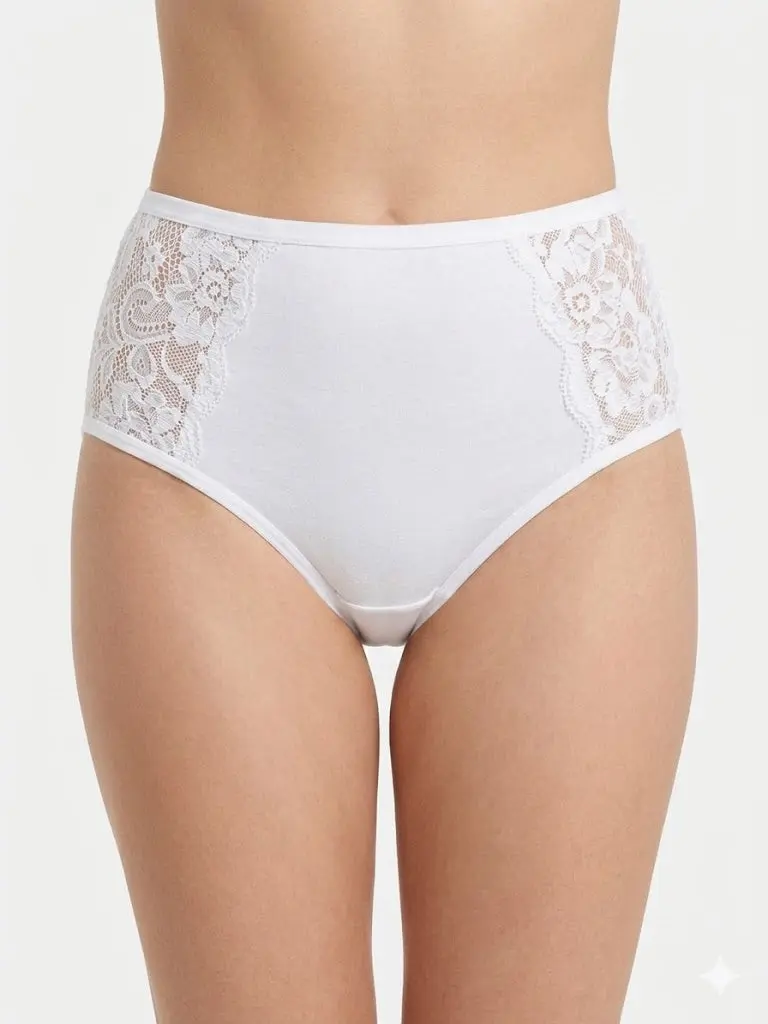 EVARI Women’s Cotton Lace Brief Panties 3-Pack – Soft Mid-Rise Underwear, Black White & Beige (Copy)
