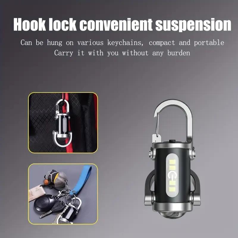 Multifunctional Rechargeable Keychain Light | 6 Lighting Modes, Portable COB Flashlight for Outdoor & Daily Use Great Gift for Him for Outdoor Activities