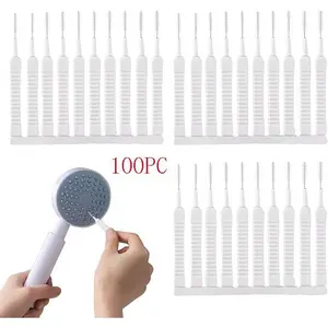 100pcs Shower Head Cleaning Brushes, Multipurpose Shower Head Cleaner Tool Gap Hole Anti-Clogging Cleaning Brush Crevice Tiny Brush for Small Hole Nozzle Gaps Household Bathroom sparkling  shower Ultra-Thin Multi-Functional Kit