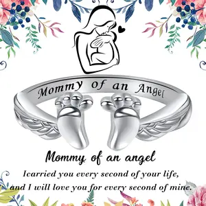Miscarriage Ring Loss of Pregnancy Rings 925 Sterling Silver Loss Mommy of an Angel Memorial Jewelry Sympathy Gift for Women Mom (Miscarriage Ring)