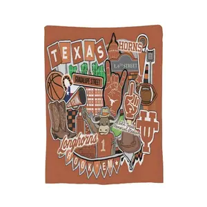 Texas Longhorns Merch Throw Blanket, Warm Breathable All-Season Air Conditioner Blanket, Ideal for Car and Outdoor Picnic