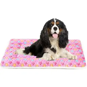 Mora Pets Dog Bed Crate Pad Ultra Soft Pet Bed with Cute Star Print Washable Crate Mat for Large Medium Small Dogs Reversible Fleece Dog Crate Kennel Mat Cat Bed Liner 29 X 21 Inch Pink
