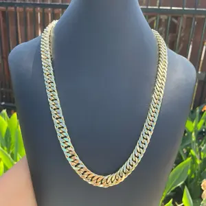 High Quality double cuban Chain Durable  jewelry No Green Skin cadena doble Cadena
