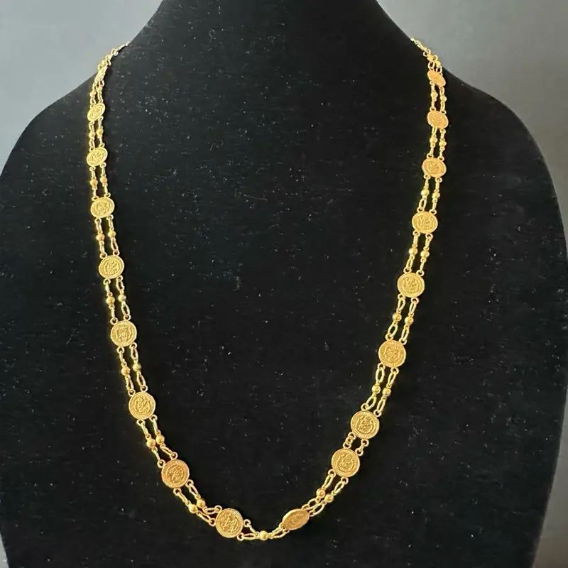 Gold Coin Design Necklace - Elegant Accessory for Casual and Auspicious Occasions, gift for her