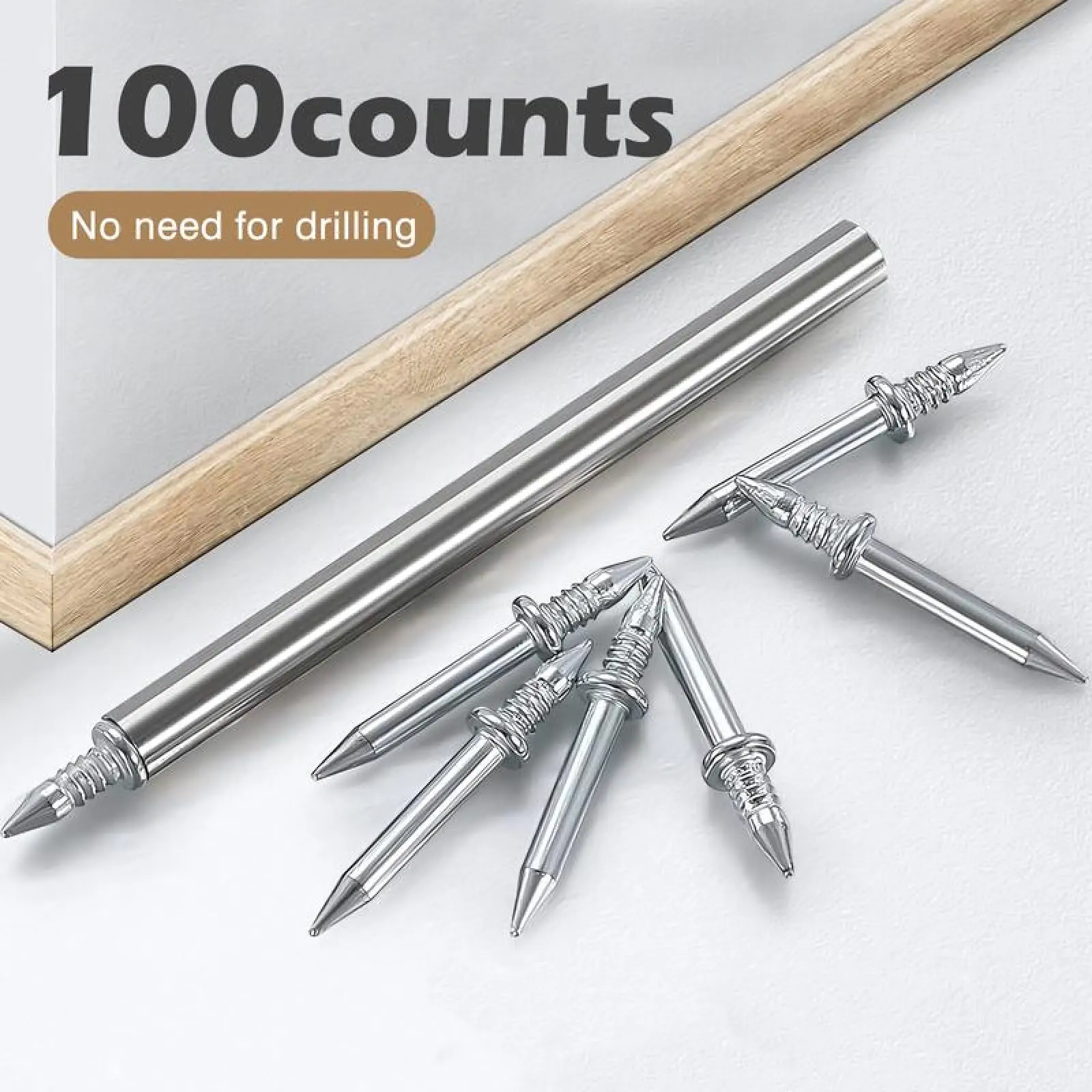 Double-Headed Skirting Thread Seamless Nail Non Marking, Seamless Skirting Line Nail for Solid Wood Baseboard, Invisible Security Screws with Nail Specific Sleeve Tool.