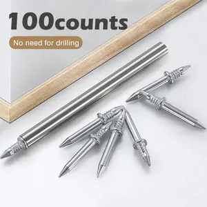 100 Counts| Double-Headed Skirting Thread Seamless Nail Non Marking, Seamless Skirting Line Nail for Solid Wood Baseboard, Invisible Security Screws with Nail Specific Sleeve Tool.