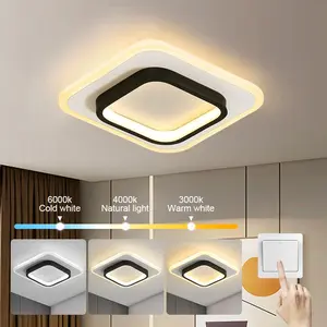 Modern LED Ceiling Light, 22w Square Acrylic Geometric Lamp, Three-Color Lighting, Modern Mood Lighting, Ideal for Living Room, Bedroom, Hallway, Kitchen, Indoor Lighting