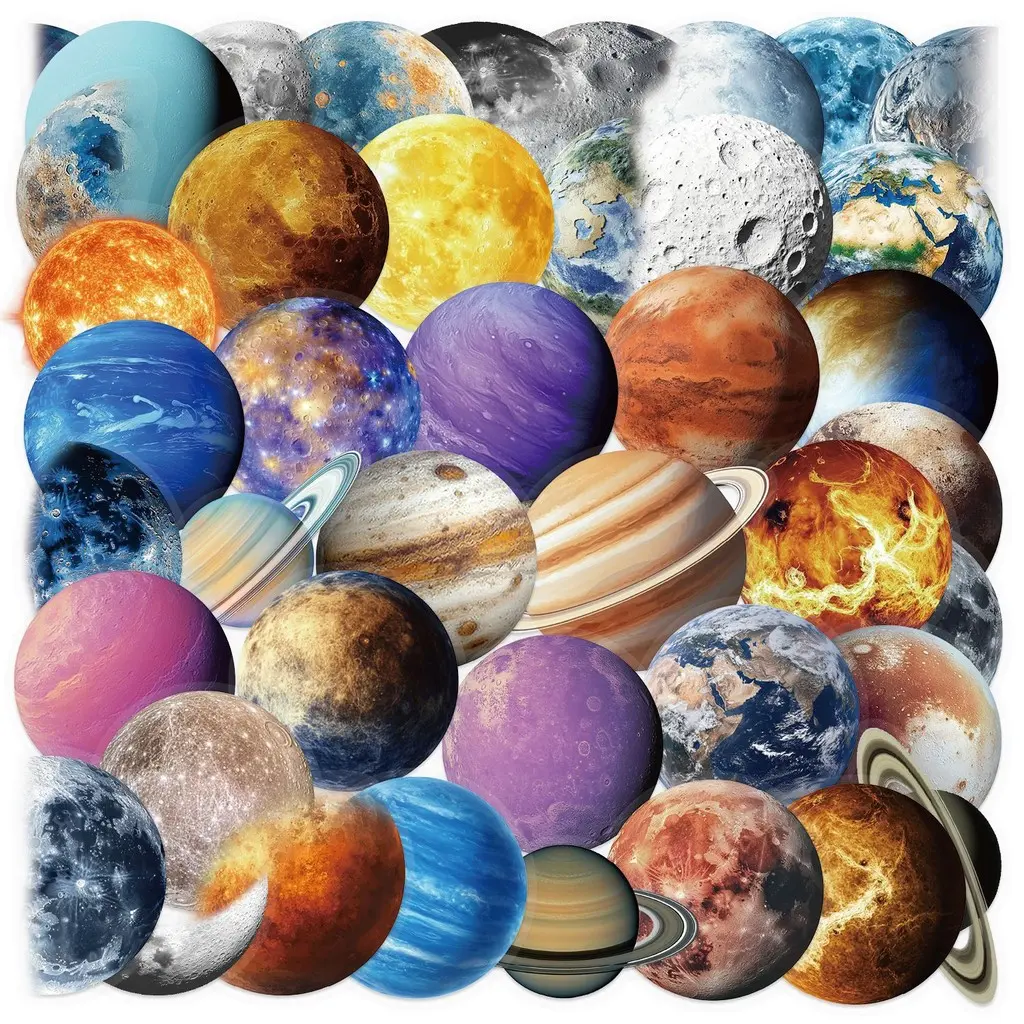 50PCS Cartoon Space Planets Graffiti Stickers For Luggage Phone Case Laptop Notebook Decals Kids Gift RecordingYourLife