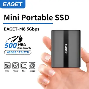 EAGET 2TB 1TB External Hard Drive 5Gbps Portable SSD Up to 500MB/s for USB-C 480GB/240GB/120GB Solid State Drive Smart phone PC Table Phone laptop storage